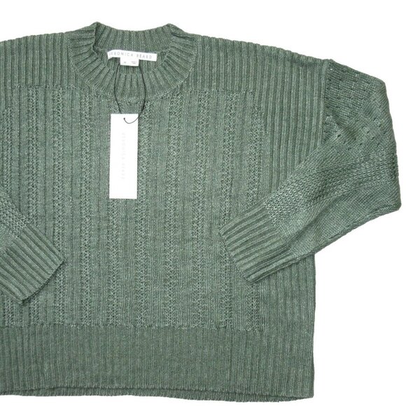 NWT Veronica Beard Erka Sweater in Green Linen Open Knit Pullover M $348 - Picture 2 of 6